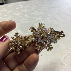 KIRK'S FOLLY  Snowflake Crystal VTG BARRETTE  MADE IN FRANCE